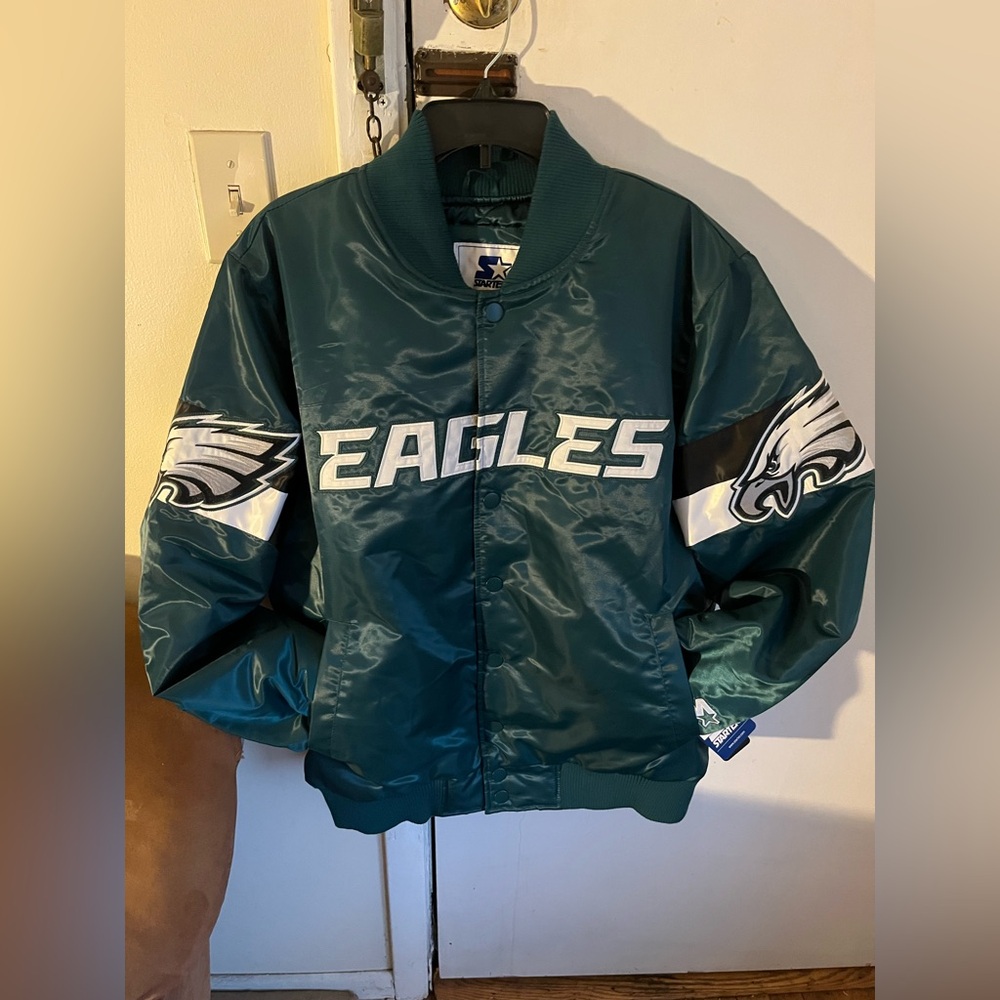 Philadelphia Eagles Starter Men’s NFL button down satin jacket L